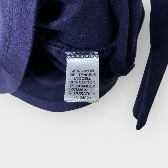 Banana Republic Medium Purple Pleated Neck Blouse Long Sleeve Stretch Pullover - Picture 5 of 6